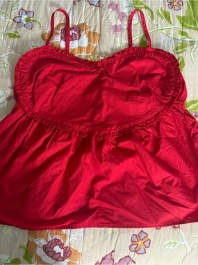 love on a hanger Red Satin Camisole with Elastic Trim